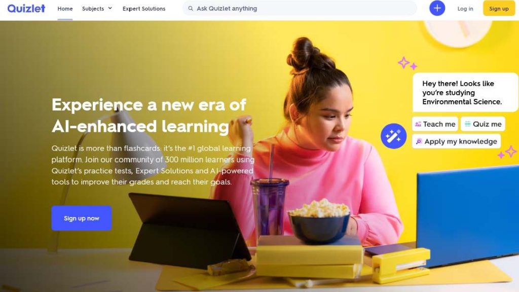 Log in Page of Quizlet an AI powered educational platform