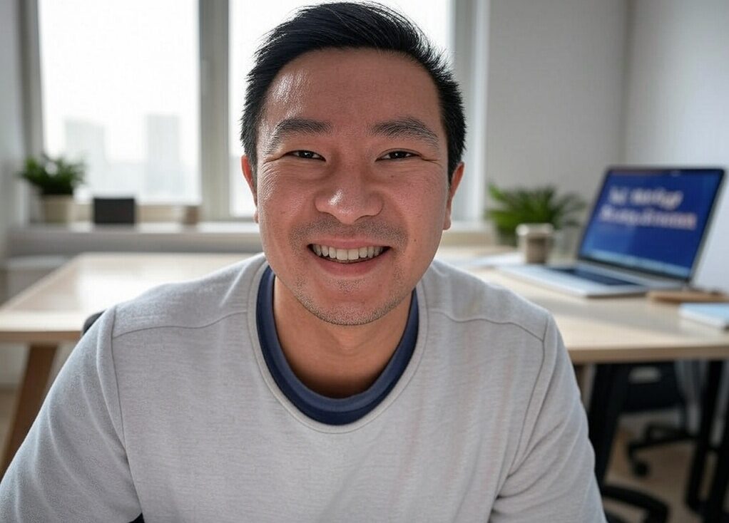 Small business owner conducting a virtual job interview.