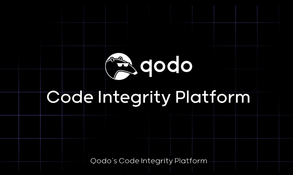 Dark grid-style image featuring the Qodo logo with the tagline “Code Integrity Platform,” representing modern code quality assurance tools.